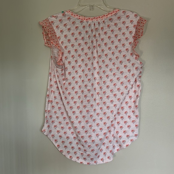 Lucky Brand Pink Floral Blouse with Ruffle Sleeves - Picture 4 of 4